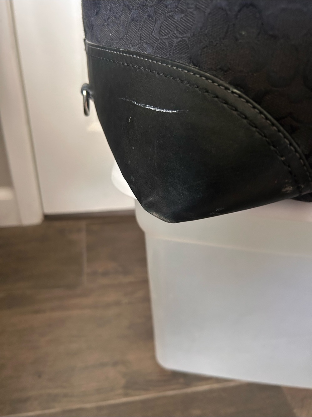 Coach Black Signature Logo Duffel with Leather Trim - Picture 9 of 11